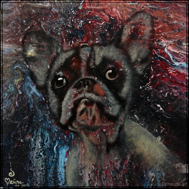 Ich sehe was was Du nicht siehst 2 Acryl Misch-Fließtechnik auf Leinwand; 30 x 30 cm;